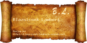 Blazsicsek Lambert névjegykártya